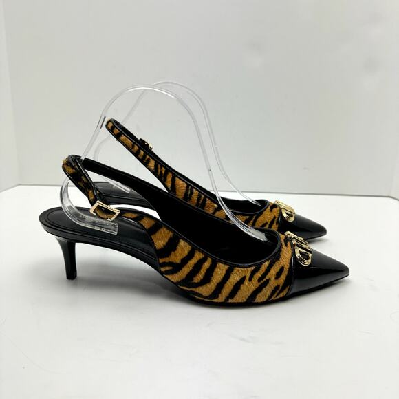 NEW MICHAEL Michael Kors Parker Flex Tiger Print Calf Hair Slingback Pump Shoes - Picture 6 of 12